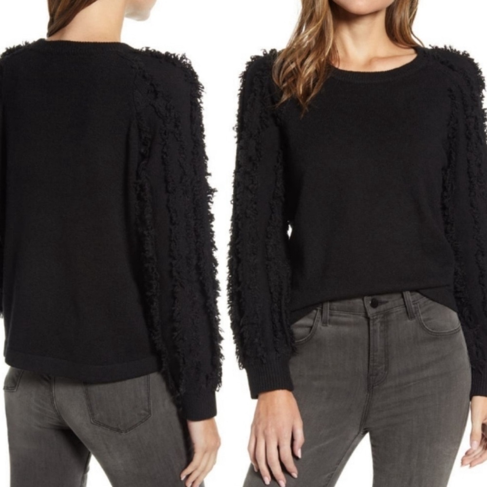 1. State long sleeve black fringe sweater in size XS  NWT